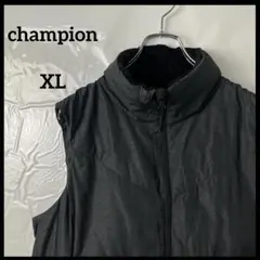 フルジップ　ダウンベスト　championチャンピオン　グレー灰色　ナイロン古着