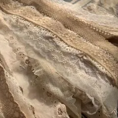 ジャンクジャーナル素材☆草木染め、紅茶染めmixレース