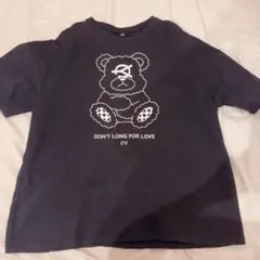 QY クマ Tシャツ 半袖 黒