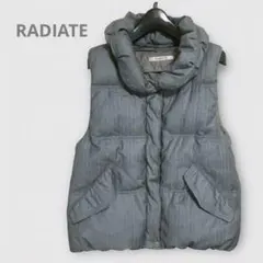 RADIATE ダウンベスト ボリューム襟 グレー ストライプ フリーサイズ
