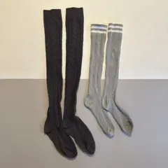 ニーハイソックス 2足セット まとめ売り グレー ダークグレーのサムネイル