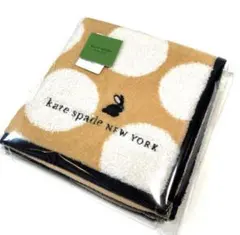 新品　ケイトスペード タオルハンカチ 黒うさぎ刺繍　ドット　大判サイズ