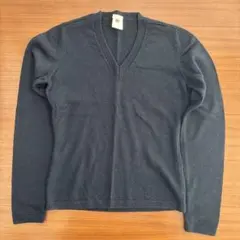 ブラックVネックセーター 100%メリノウール　イタリア製　ウールン商会　40