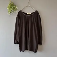 フロイデ［2XL］クールエレガント◎薄手さらり◎フリル九分袖チュニックカットソー