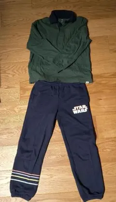 【美品】GAPスターウォーズ 裏起毛 スウェットパンツ、ラガシャツ Ｍ130
