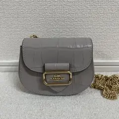 COACH グレー ショルダーバッグ　ミニ　チェーン