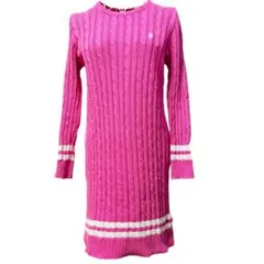 POLO RALPH LAUREN ケーブルニット ワンピース　L/Gピンク　綿