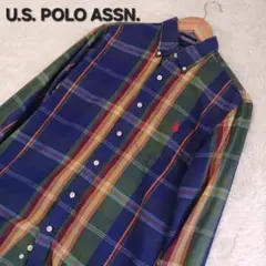 美品★U.S. POLO ASSN. ネルシャツ チェック ブルー系