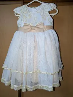 キッズドレス ホワイト ゴールド リボンのサムネイル