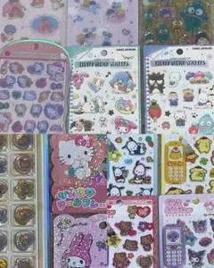 国内正規品サンリオ13枚　平成はっぴーフォンステッカーおはじきシールキラコロなど
