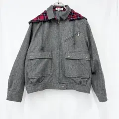 美品✨ ザスコッチハウス ウール ブルゾン チェック切替 フード付 刺繍 希少のサムネイル