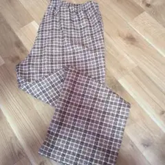 新品　ブラウン系チェック柄カジュアルパンツ　ポケット付き　大きいサイズ　3XL