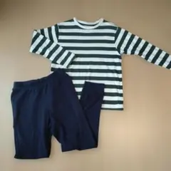 UNIQLO キッズ パジャマ 上下セット ボーダー柄 ネイビー
