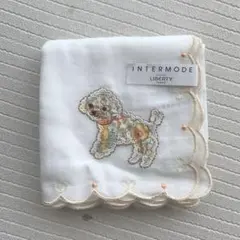 INTERMODE 犬刺繍 ガーゼハンカチ　リバティ