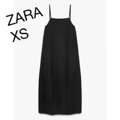 【ZARA】完売品XS リボンディテールショートワンピース タイリボン ブラック ZARA】完売品XS リボンディテールショートワンピース タイリボン
