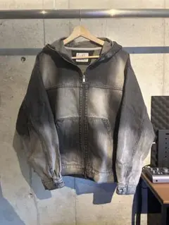 tk.TAKEOKIKUCHI フード付きグレーデニムジャケット