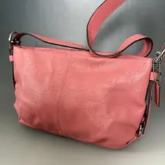 即日発送　COACH パンチングレザー ショルダーバッグ コーチ ピンク