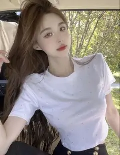 ホワイト 半袖 Tシャツ SHEIN