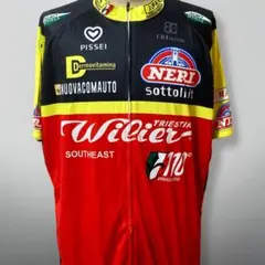 ウィリエール Triestina チーム サイクルジャージ 半袖 蛍光黄赤