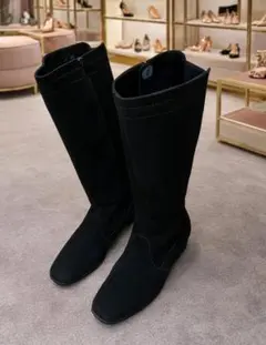 ★美品！銀座ヨシノヤ 羊革スエード 晴雨兼用 ロングブーツ 24cm EEV