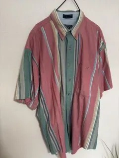 90s CHAPS RalphLauren　マルチストライプ　シャツ　ピンク系