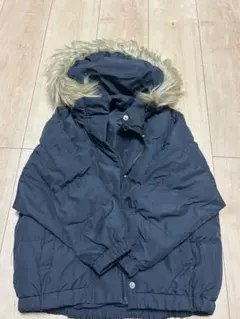 GU ファー付き ブラック ダウンコート 110