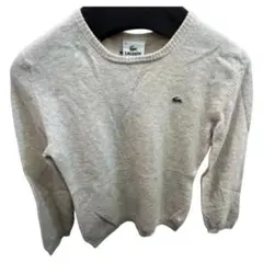 人気✨LACOSTE ラコステ ウール100 ニット 42 Mサイズ ベージュ