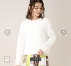 アンタイトル　Oggi 掲載　2WAYで着られる袖ボタン クルーネックニット　白