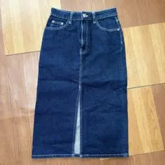 ZARA ザラ デニムタイトスカート ダークブルー スリット入り