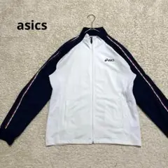 【アシックス】asics ジャージ　ラグラン　ホワイト×ネイビー　スポーツ　運動