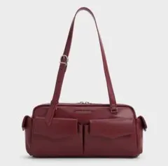 チャールズアンドキース レイチェル ショルダーバッグ バーガンディ