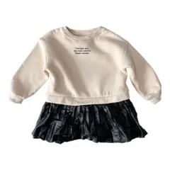 ZARA トレーナーワンピース レザー 裏起毛 12-18ヶ月 86cm1歳2歳