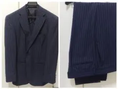 メンズ スーツ セットアップ 96AB5 薄手 ストライプ 紺 ネイビー