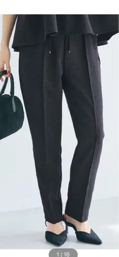 coca コカ　フロッキーテーパードパンツ　black Ｌ