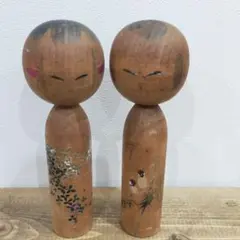 伝統的な手描きこけし 2体セット