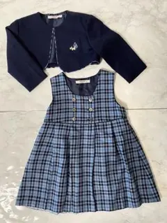 ファミリア　90 ワンピース　フォーマル　ジャケット　旧タグ　チェック　ブルー