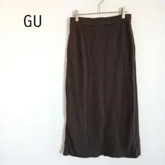ジーユー GU ブラッシュドリブナロースカート ミディ丈 ウエスト後ろゴム L