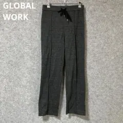 GLOBAL WORK グレー チェック柄 ストレートパンツ