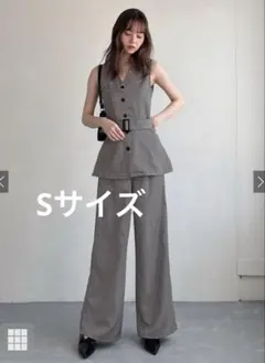 ベルト付きジレ×ワイドパンツセットアップ GRL