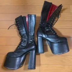 黒　ブーツ　編み上げ　厚底　コスプレ　14cm