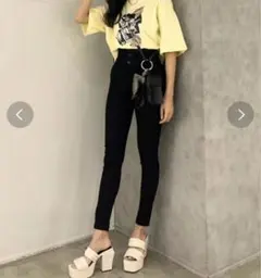 EMODA ELDER SYM ハイウエストデニム ブラック XS エモダ