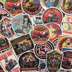 防水50枚ステッカー⭐️Garage／Open／Gasoline/Speed