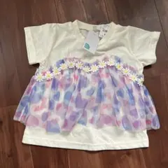 西松屋 キッズ 半袖Tシャツ 100cm (白にレース)