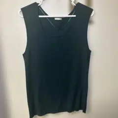 GU ダークグリーン リブ編み ノースリーブ