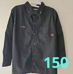 キッズ 長袖 半袖 ブラック カジュアル シャツ 150 ポケット カッコイイ
