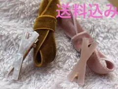 リボン型　キュートな小ぶりヘアクリップ4個セット