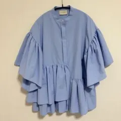 超美品Gypsohila Ruffle Frill Blouse ブルー - メルカリ