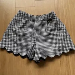 美品　プティマイン　120 スカラップ　ショートパンツ　グレー　双子①