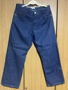 ダークブルー ストレートデニムパンツ