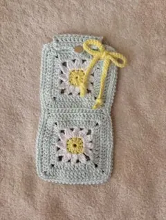 メガネケース ハンドメイド かぎ編み 花モチーフ 内袋付き